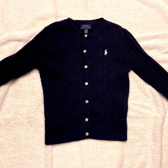 Ralph Lauren navy blue button up sweater for kids - Picture 2 of 3